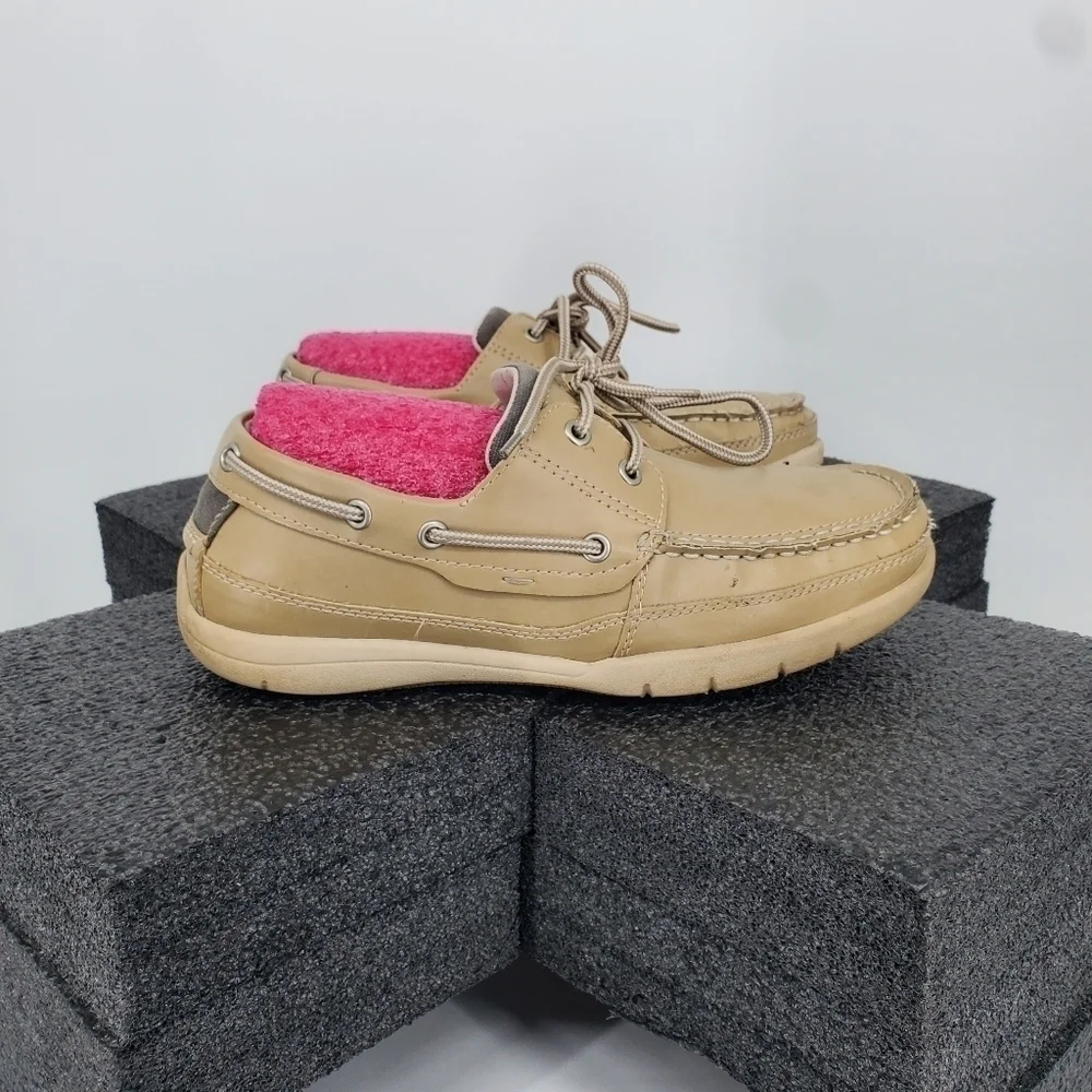 Jarman Classic Men's Boat Shoes Size 8 Tan Khaki All Man Made Deck Shoe Loafer